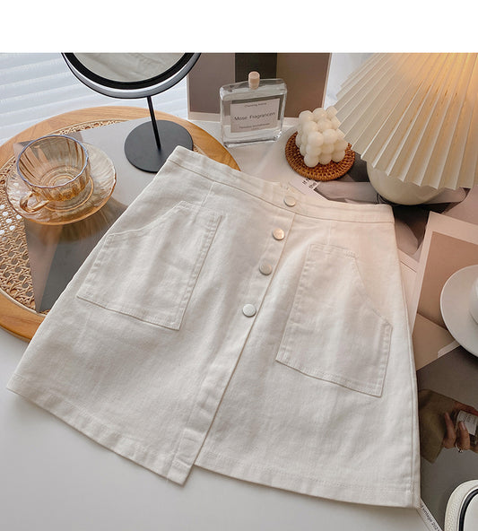 New small pocket casual high waist skir  5657