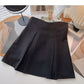 Foreign style simple solid color shows thin high waist pleated skirt fashion  5631