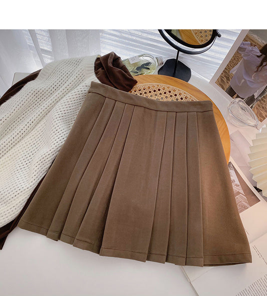 New Korean style temperament aging small man a-word high waist thin skirt  5529