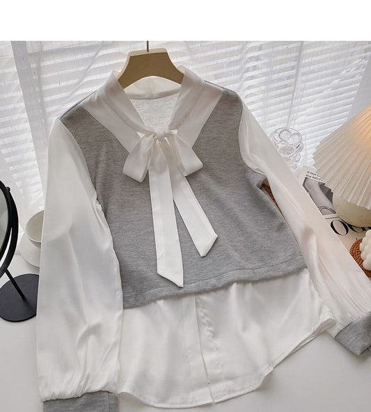 Chemise Femme Minorité à lacets à manches longues coutures faux deux pièces 6320