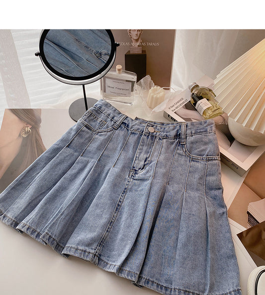 New Korean version of foreign style age reducing high waist A-line skirt  5640