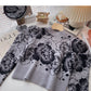 Fashionable personalized pattern thin bubble long sleeve Pullover Top  6144