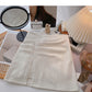 New Korean simple retro solid color pleated hip A-line skirt  5621