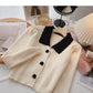 Color matching small flower button knitted sweater  6469