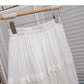 Temperament high waist pleated lace A-line skirt  5815