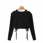 Sweet fake two collarbone hollowed out long sleeved knitted sweaters  7164