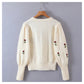 Floral crew neck Pullover loose long sleeve sweater  7169