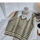 A trendy long sleeved shirt with small foreign style knitted stripe stitching  6331