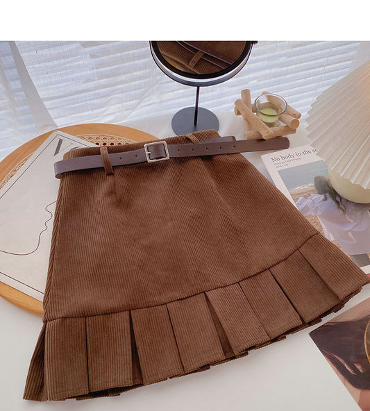 New Korean retro age reducing skirt with belt  5547