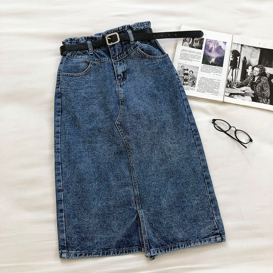 Denim skirt design, split Hip Wrap Skirt, fashion belt  5675