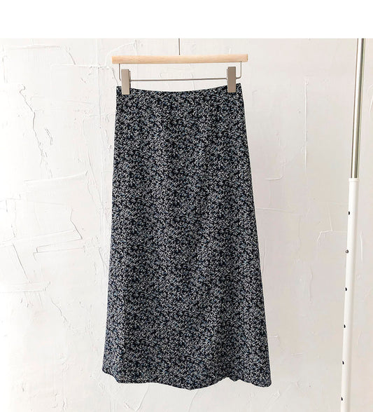 New Korean chic temperament retro small broken flower high waist skirt  5680