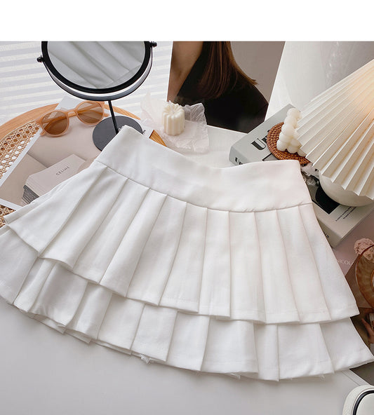 High waist A-line double pleated skirt for women  5620