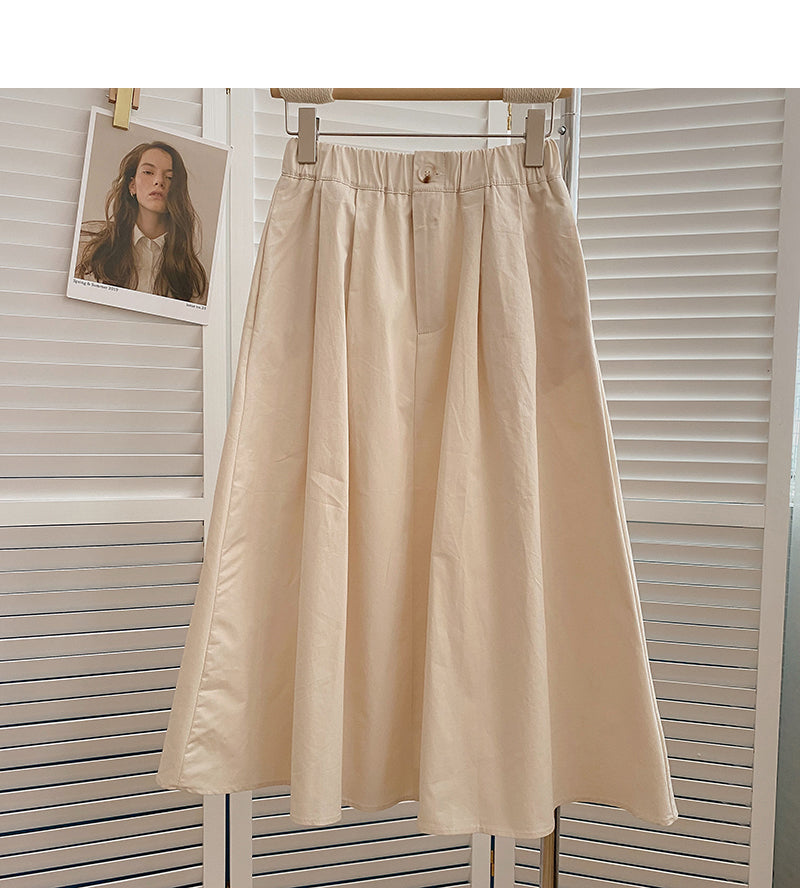 Hong Kong style high waist medium length A-shaped umbrella skirt  5830