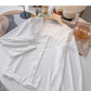 Lace doll neck design shirt soft sweet long sleeve top  6367
