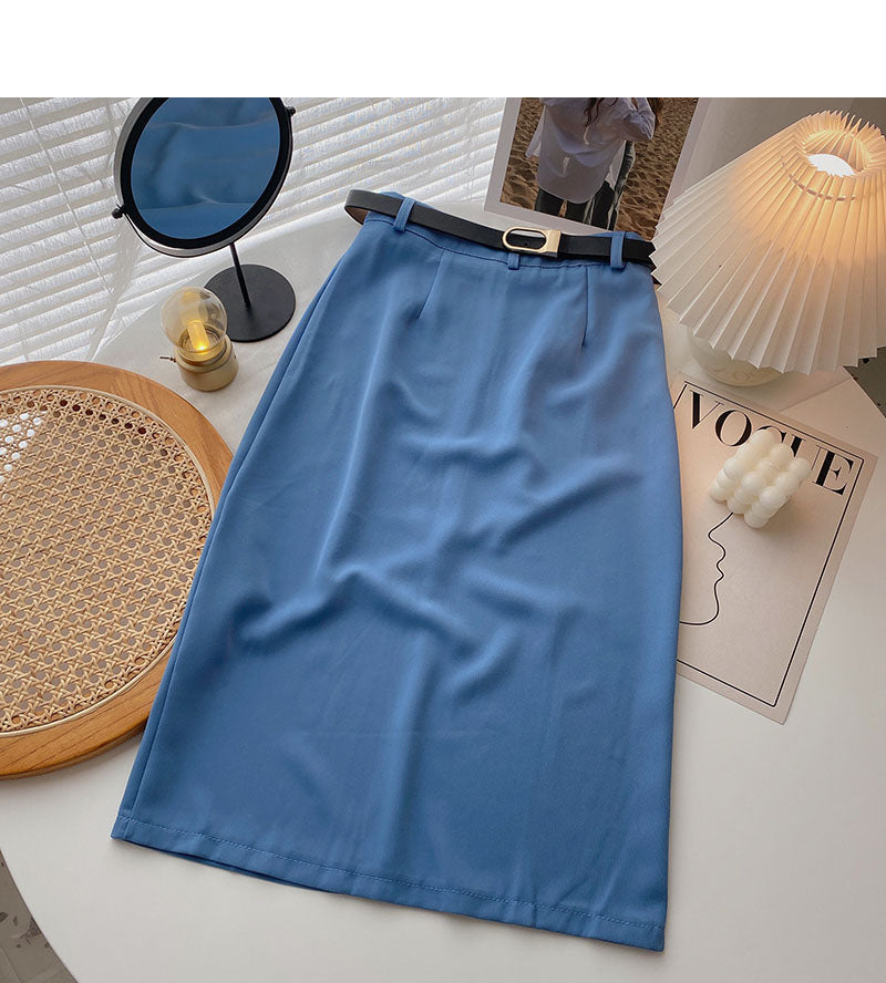 Split design, high waist, thin temperament, A-shaped skirt  5696