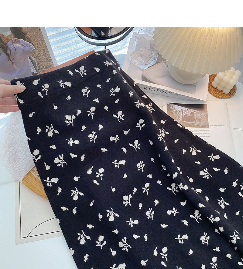 Korean style design, slim temperament, A-line skirt, high waist, elastic  5768