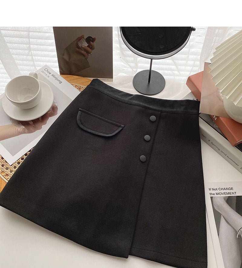 New Korean style personalized thin split high waist skirt  5544