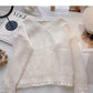 Hollow out knitted sweater casual solid color long sleeve top  6131