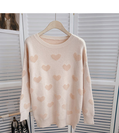 Lazy Wind Love jacquard sweater thin long sleeve top tide  6172