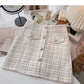 Korean version of thin gold coarse tweed small fragrant grid skirt  5627