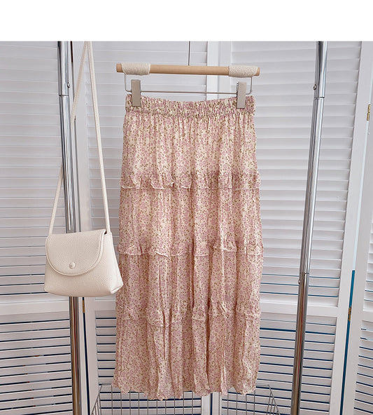 Design feeling gentle and slim high waist A-shaped skirt  5813