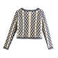 Französischer Vintage-Pullover mit Blumenstickerei 7462