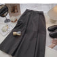 Fashion simple temperament solid color thin ins medium and long skirt  5732