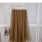Korean versatile slim elastic high waist medium length A-line skirt  5792