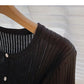 Long Sleeve Striped short slim casual knit top  6512