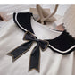 Long sleeved sweater personalized bow Navy collar top  6690