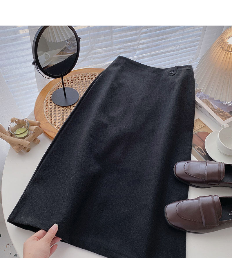 Korean fashion retro split A-shaped high waist skirt  5799
