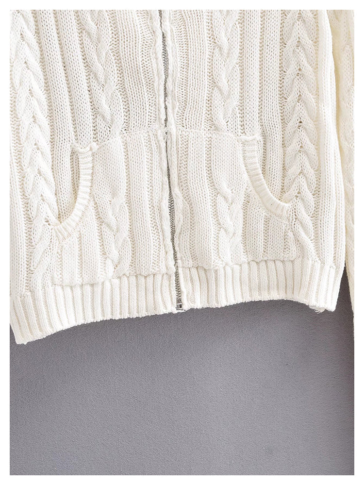 Slim letter embroidery zipper knit coat autumn  7447