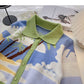 Color matching landscape oil painting sweater  6509