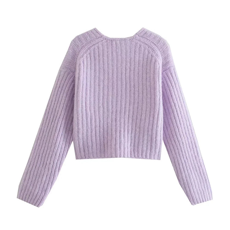 New ins Vintage rib short sweater  7456