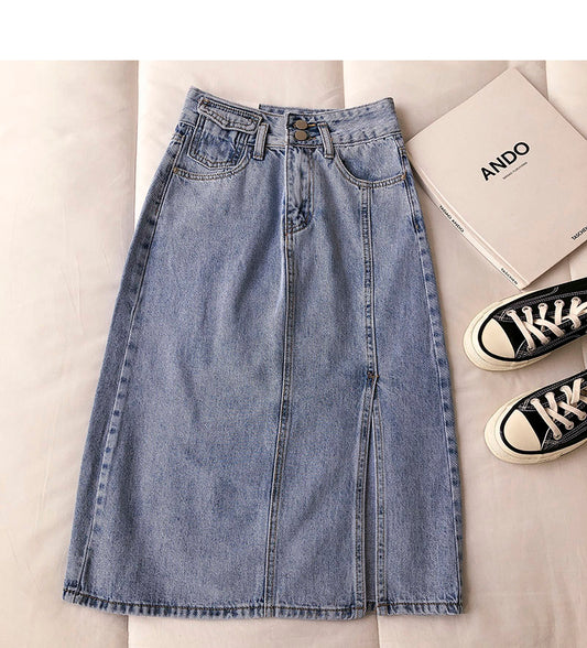 New women's Korean retro Hong Kong cowboy student skirt  5679