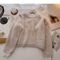 Lace edge stand collar Pullover long sleeve mohair sweater  5973
