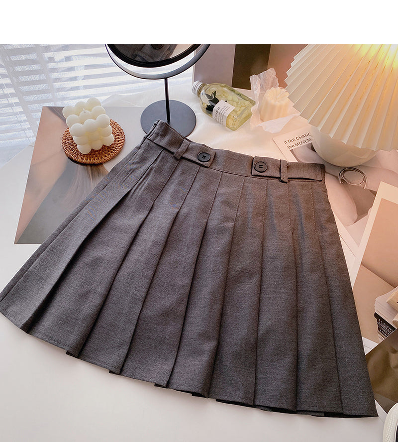New Korean style age reducing solid color high waist skirt  5649