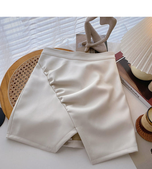 High waist pleated Hip Wrap slim design personalized A-line skirt  5563