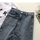 New women's Korean retro denim high waist A-line skirt  5691