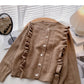 Fungus edge stitching design single breasted long sleeved sweater  5910
