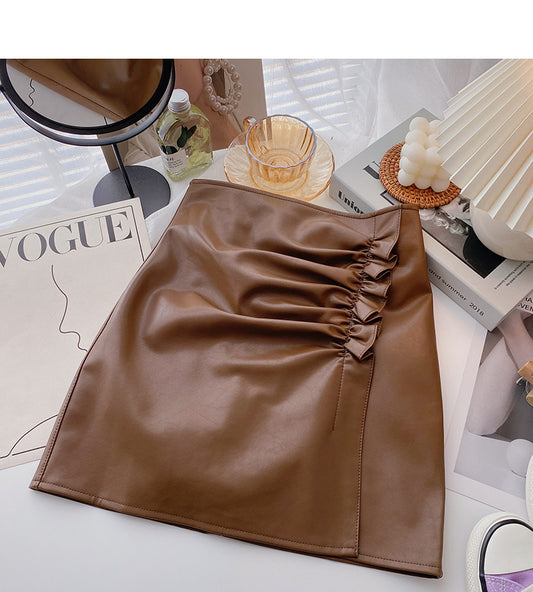 Korean fashion versatile pleated slim A-line skirt  5578