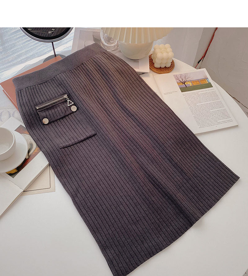 Design: Hong Kong style high waist split Hip Wrap Skirt  5755