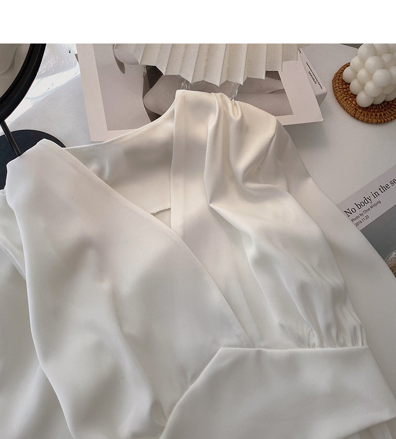 High waist design bandage blouse women's fashion shirt  6285
