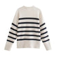 Lazy style loose and versatile casual striped sweater  7478