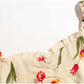 Versatile French square neck waist slim floral Knee Length Dress  7138