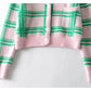 Plaid color matching knitted cardigan women's minority retro sweater coat  7185