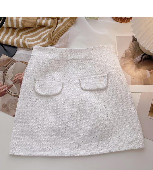 French retro Sequin slim High Waist Hip Wrap Skirt  5551