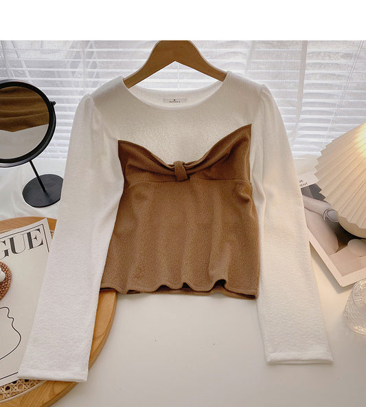 Chemise coréenne slim fit à manches courtes et longues avec blocs de couleurs rétro français 6329