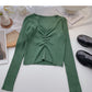 Knitwear Korean slim short thin pleated top fashion  6633