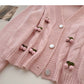 Korean minority three-dimensional decorative V-Neck long sleeve top  5886